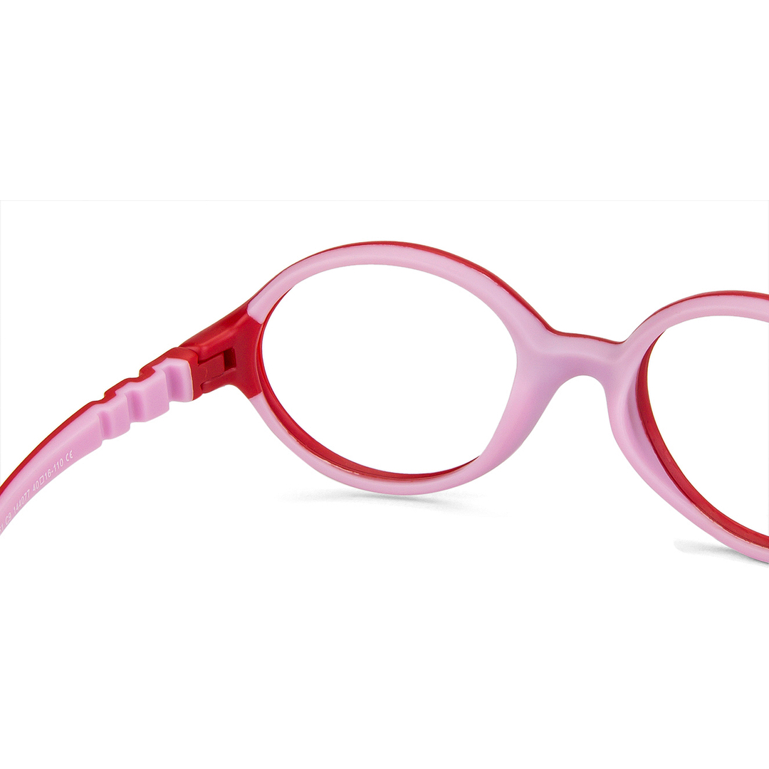 Hooper Blue-Block Kids Computer Glasses: Matte Red Pink Full Rim Round Kids Kids  2-5 yrs  Lenskart Junior Airflex LKJ E10061-C9 left side