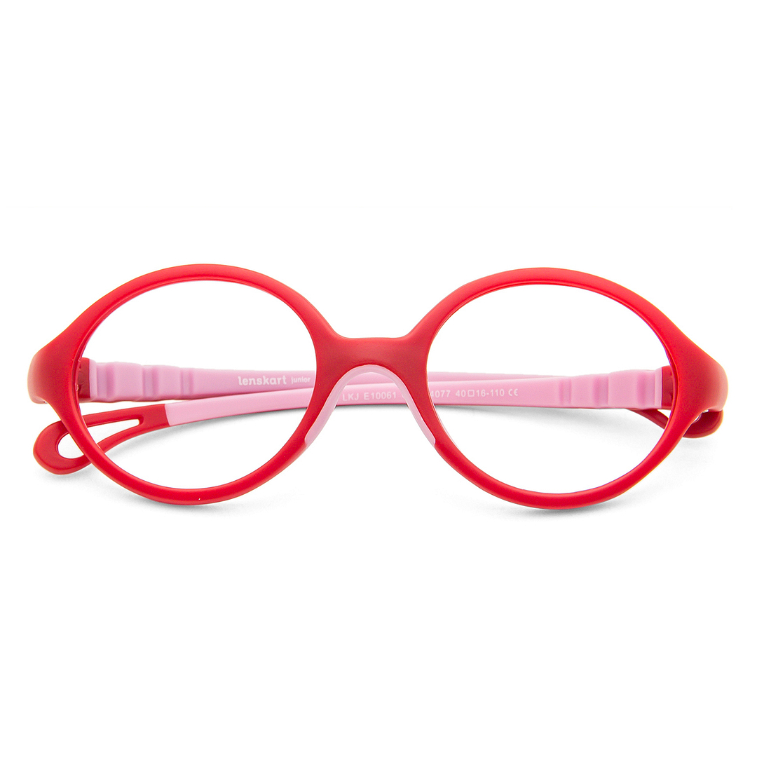 Hooper Blue-Block Kids Computer Glasses: Matte Red Pink Full Rim Round Kids Kids  2-5 yrs  Lenskart Junior Airflex LKJ E10061-C9 right side
