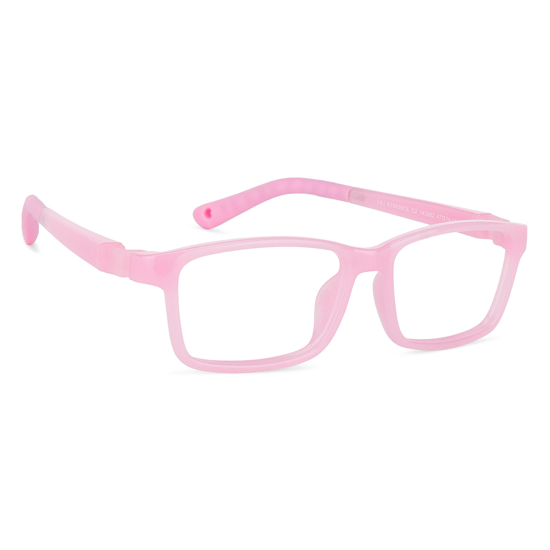 Hooper Screen Glasses Blue-Block Kids Computer Glasses: Pink Full Rim Rectangle Kids  8-12 yrs  Lenskart Junior LKJ E10036CE-C2 left side