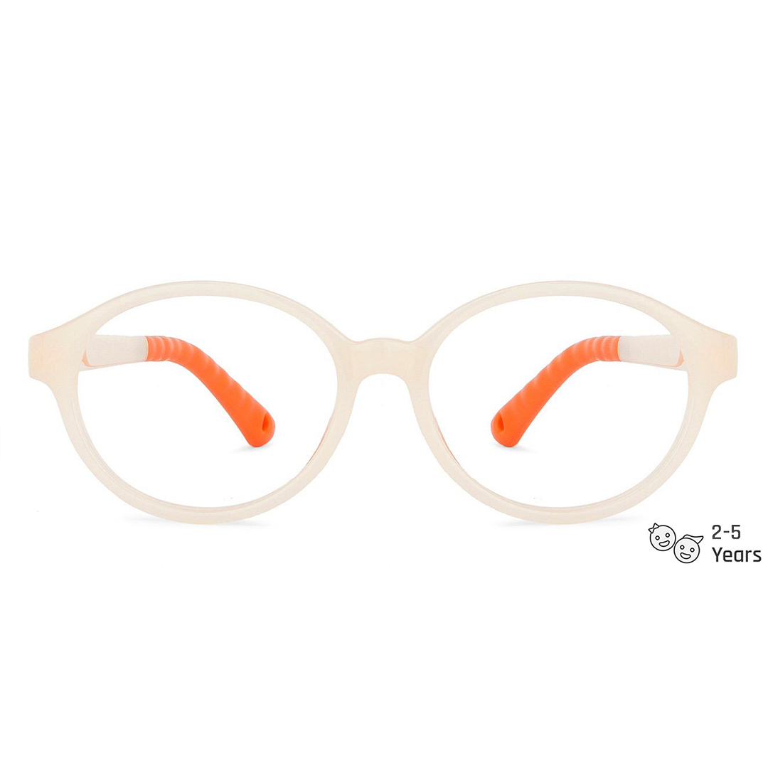 Lenskart Junior Computer Glasses Blue-Block Kids Computer Glasses: Cream Orange Full Rim Round Kids  2-5 yrs  Lenskart Junior LKJ E10037CE-C1 left side