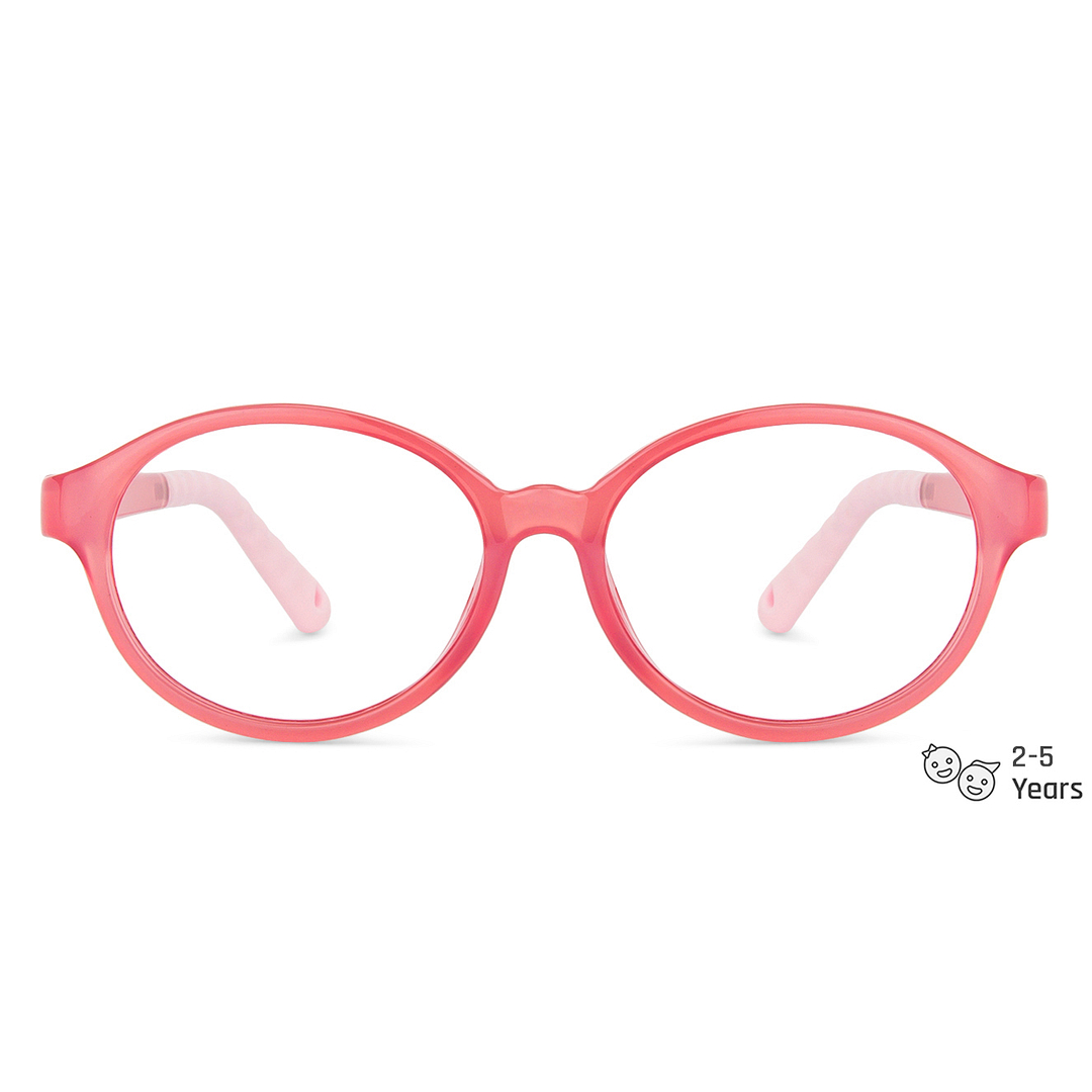 Lenskart Junior Computer Glasses Blue-Block Kids Computer Glasses: Red Pink Full Rim Round Kids  2-5 yrs  Lenskart Junior LKJ E10037CE-C2 left side