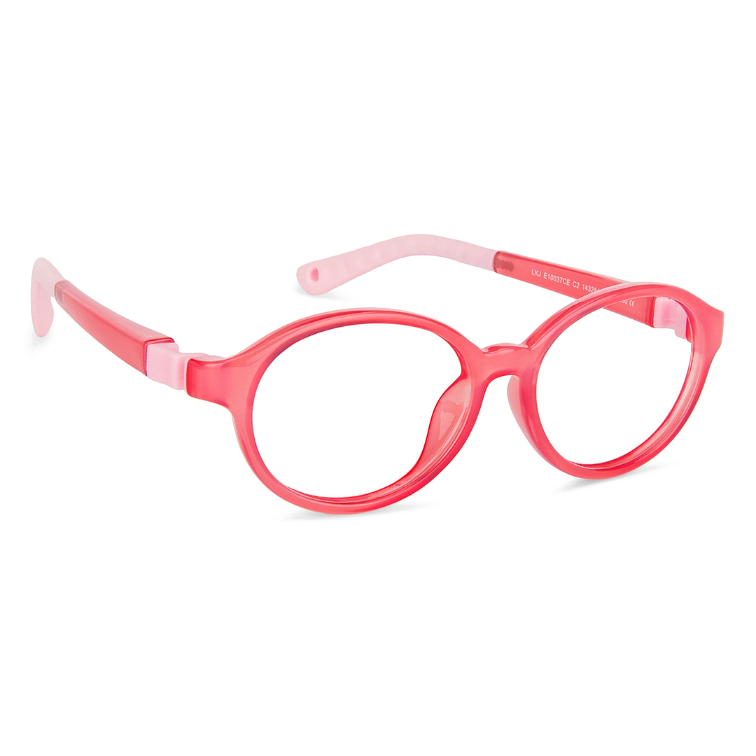 Lenskart Junior Computer Glasses Blue-Block Kids Computer Glasses: Red Pink Full Rim Round Kids  2-5 yrs  Lenskart Junior LKJ E10037CE-C2 left side