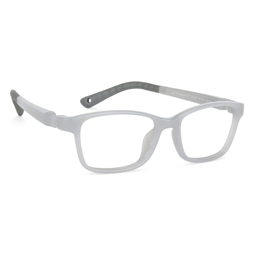 Hooper Screen Glasses Blue-Block Kids Computer Glasses: Grey Full Rim Rectangle Kids  8-12 yrs  Lenskart Junior LKJ E10038CE-C1 left side