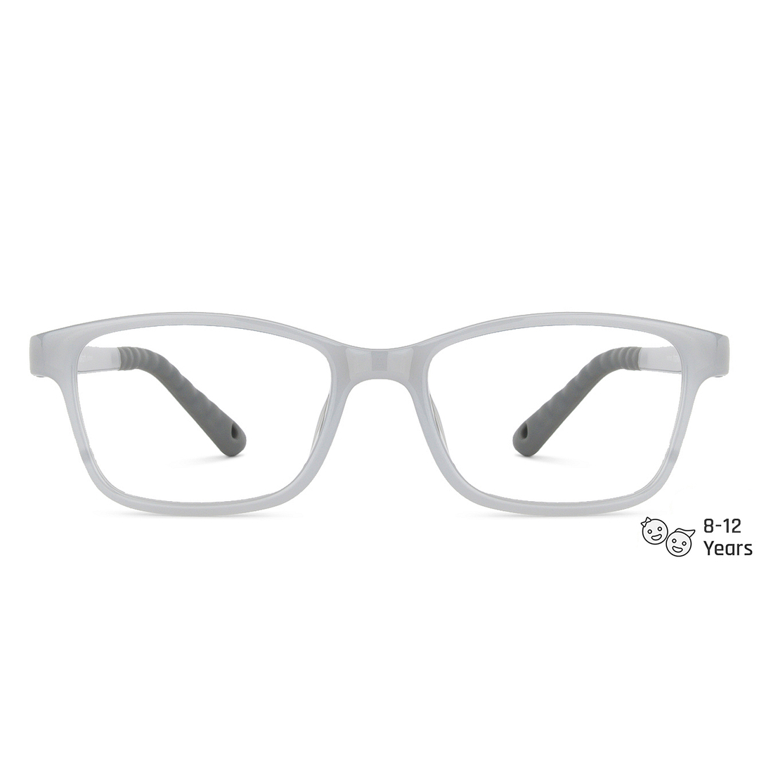 Hooper Screen Glasses Blue-Block Kids Computer Glasses: Grey Full Rim Rectangle Kids  8-12 yrs  Lenskart Junior LKJ E10038CE-C1 left side