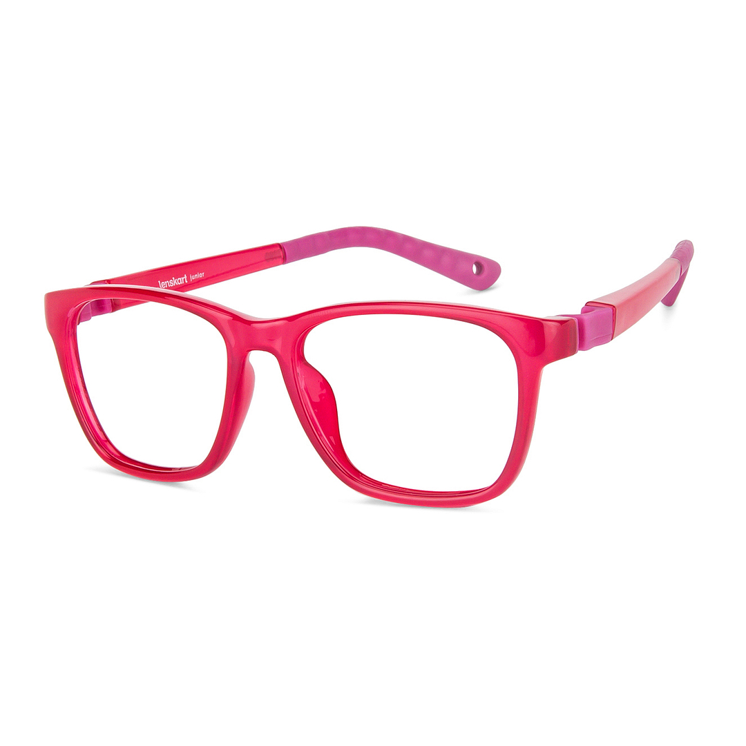 Lenskart Junior Computer Glasses Blue-Block Kids Computer Glasses: Red Pink Full Rim Square Kids  5-8 yrs  Lenskart Junior LKJ E10041CE-C2 left side