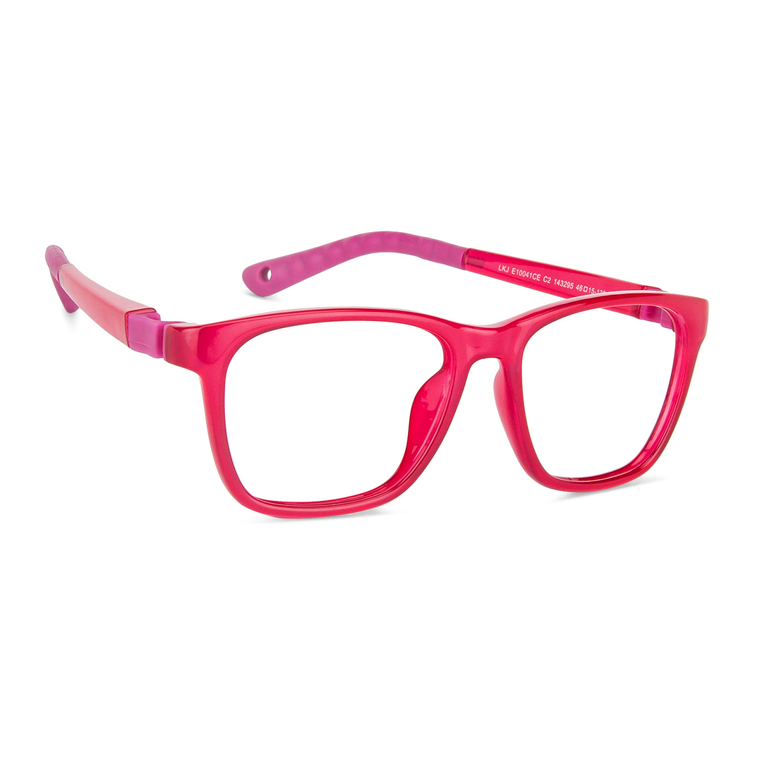 Lenskart Junior Computer Glasses Blue-Block Kids Computer Glasses: Red Pink Full Rim Square Kids  5-8 yrs  Lenskart Junior LKJ E10041CE-C2 left side