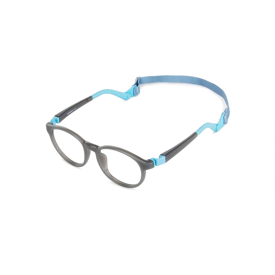 Lenskart Junior Computer Glasses Blue-Block Kids Computer Glasses: Grey Sky Blue Full Rim Round Kids  8-12 yrs  Lenskart Junior LKJ E10044CE-C1 right side