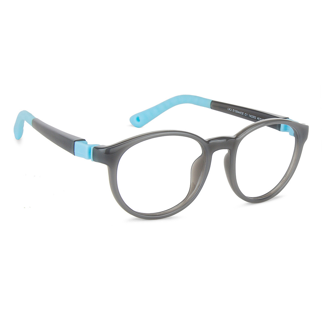 Lenskart Junior Computer Glasses Blue-Block Kids Computer Glasses: Grey Sky Blue Full Rim Round Kids  8-12 yrs  Lenskart Junior LKJ E10044CE-C1 left side