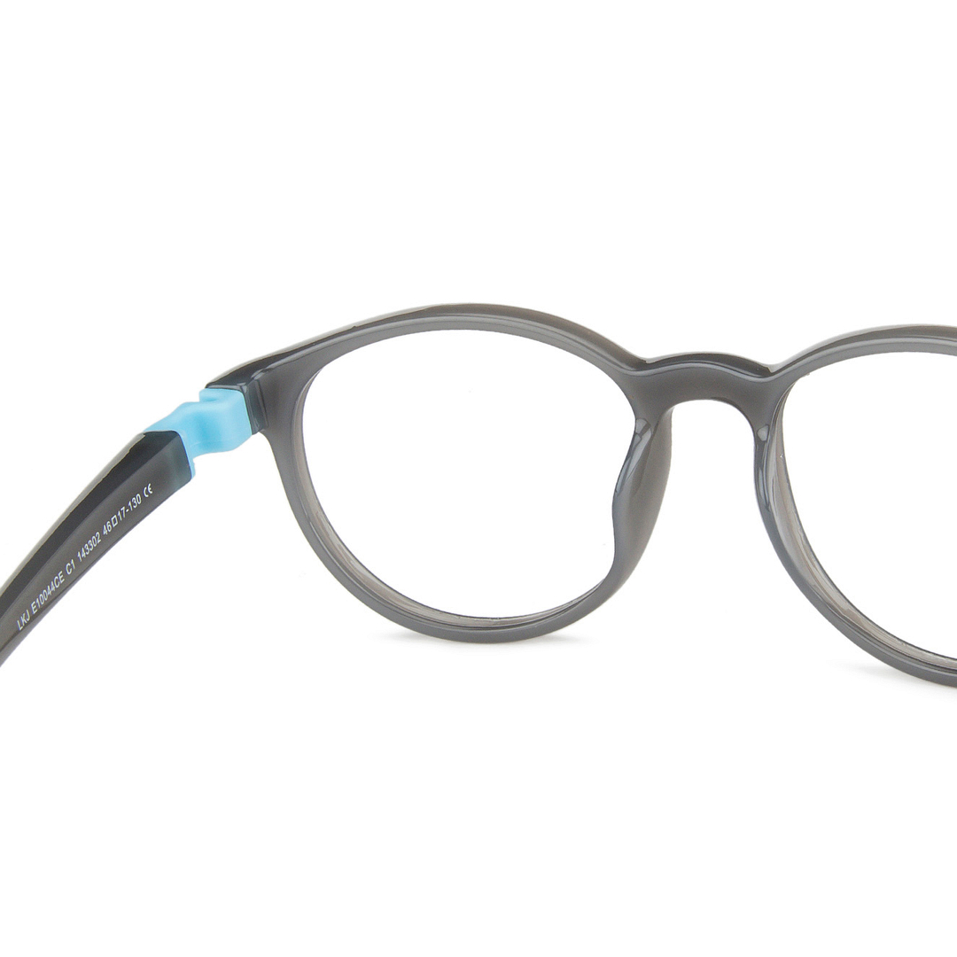 Lenskart Junior Computer Glasses Blue-Block Kids Computer Glasses: Grey Sky Blue Full Rim Round Kids  8-12 yrs  Lenskart Junior LKJ E10044CE-C1 left side