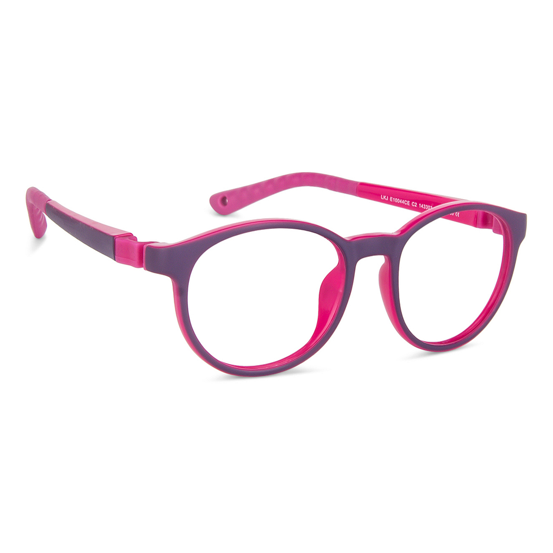 Hooper Screen Glasses Blue-Block Kids Computer Glasses: Blue Pink Full Rim Round Kids  8-12 yrs  Lenskart Junior LKJ E10044CE-C2 left side