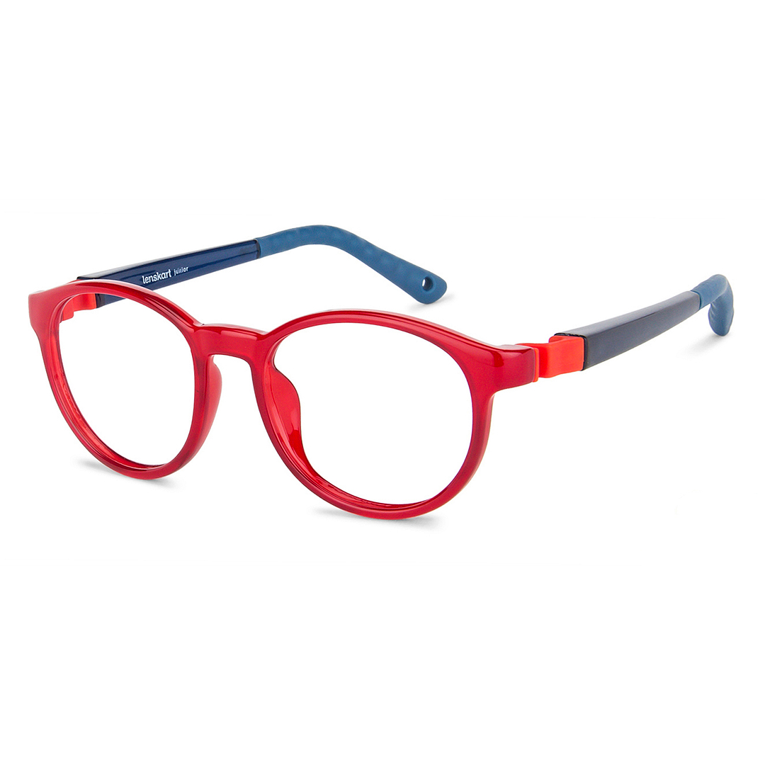 Hooper Screen Glasses Blue-Block Kids Computer Glasses: Red Blue Full Rim Round Kids  8-12 yrs  Lenskart Junior LKJ E10044CE-C3 left side