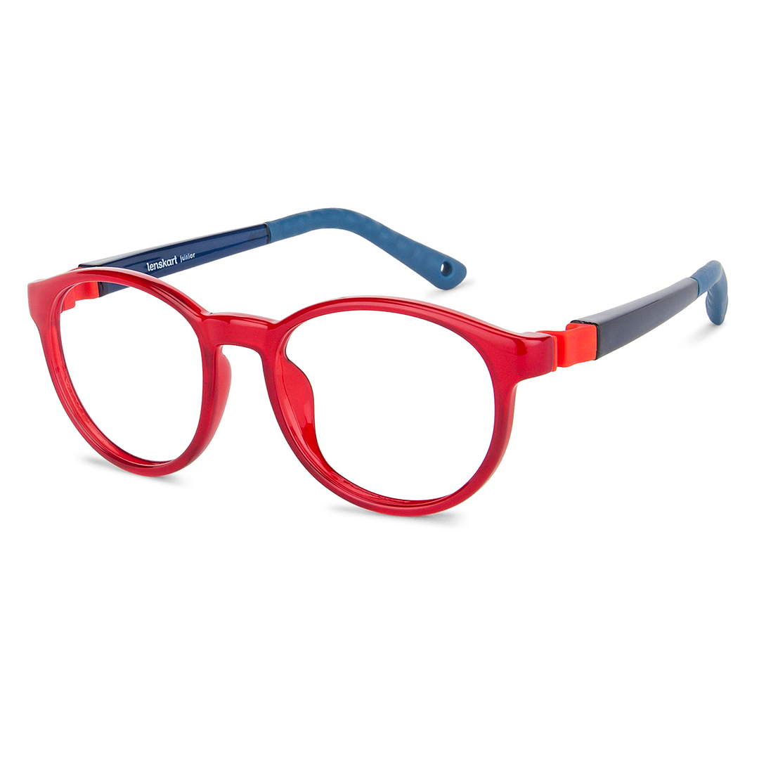 Hooper Screen Glasses Blue-Block Kids Computer Glasses: Red Blue Full Rim Round Kids  8-12 yrs  Lenskart Junior LKJ E10044CE-C3 right side