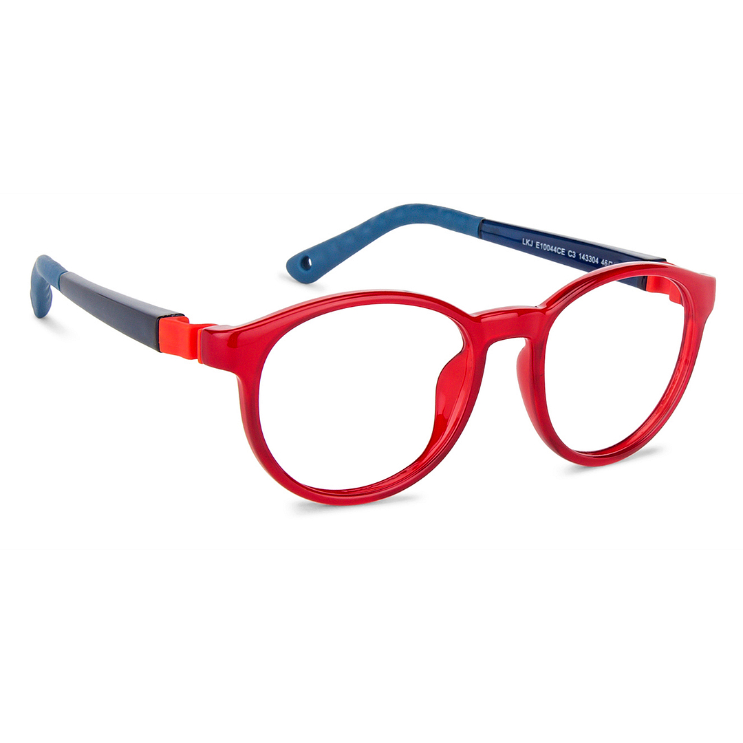 Hooper Screen Glasses Blue-Block Kids Computer Glasses: Red Blue Full Rim Round Kids  8-12 yrs  Lenskart Junior LKJ E10044CE-C3 left side