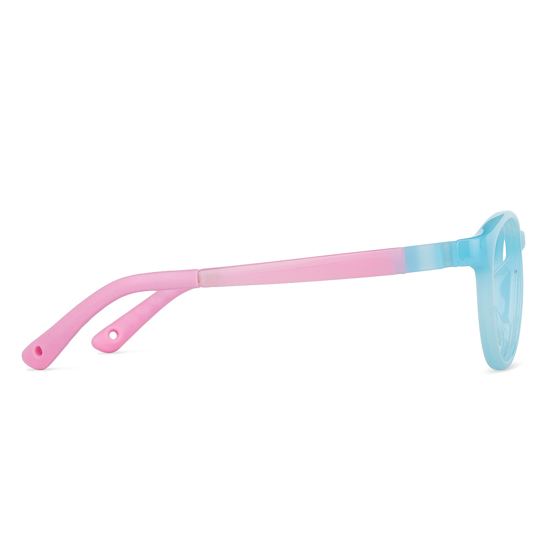 Hooper Screen Glasses Blue-Block Kids Computer Glasses: Sky Blue Pink Full Rim Round Kids  8-12 yrs  Lenskart Junior LKJ E10044CE-C4 right side