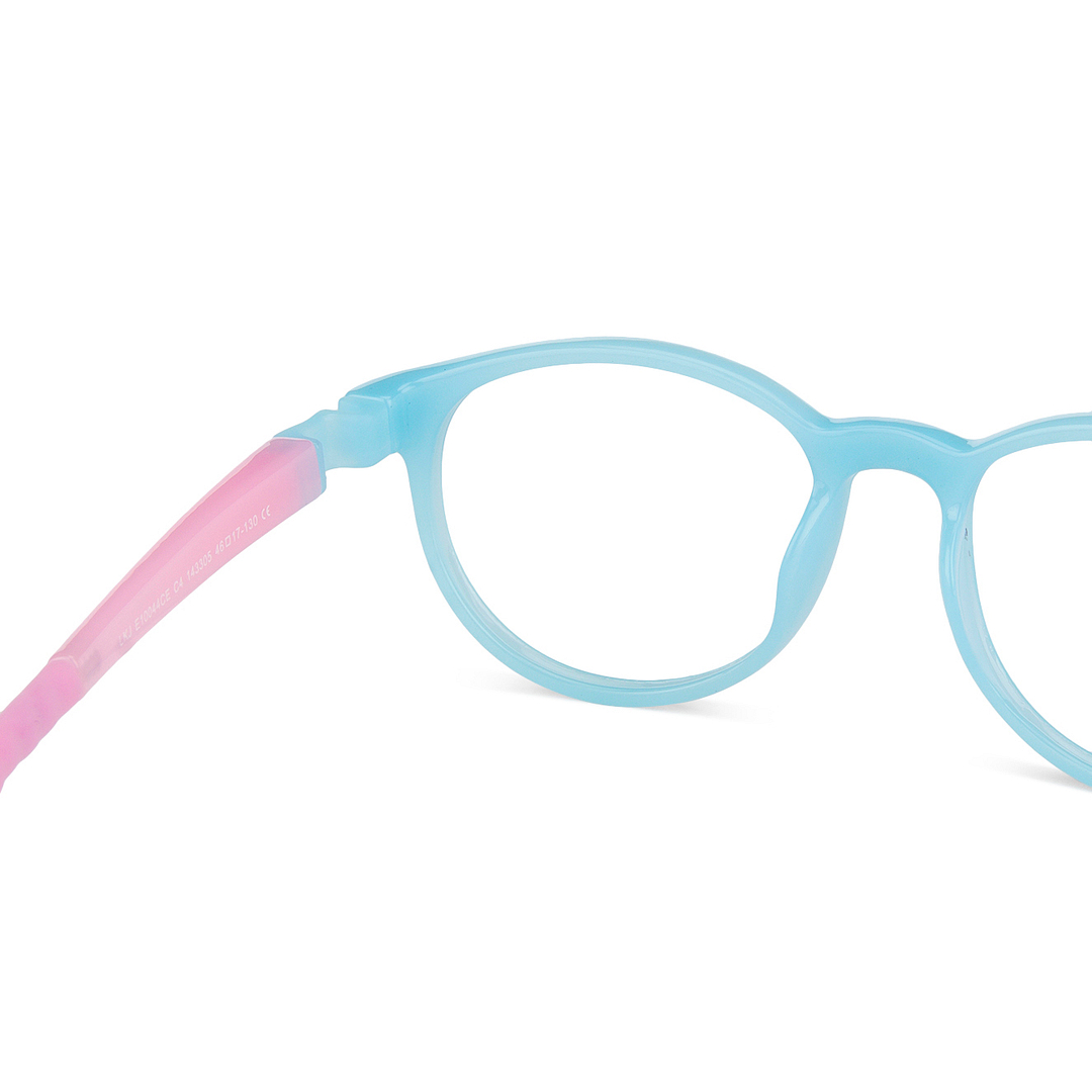 Hooper Screen Glasses Blue-Block Kids Computer Glasses: Sky Blue Pink Full Rim Round Kids  8-12 yrs  Lenskart Junior LKJ E10044CE-C4 left side