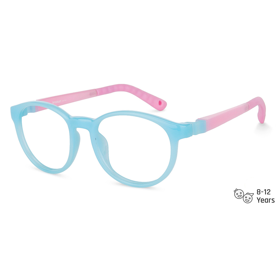 Hooper Screen Glasses Blue-Block Kids Computer Glasses: Sky Blue Pink Full Rim Round Kids  8-12 yrs  Lenskart Junior LKJ E10044CE-C4 right side