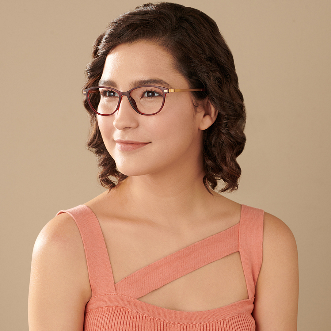 Lenskart Air Online Red Full Rim Cat Eye left side