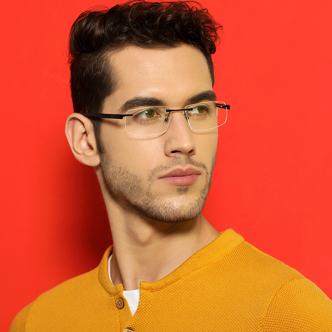 Lenskart Air Online Black Rimless Rectangle left side