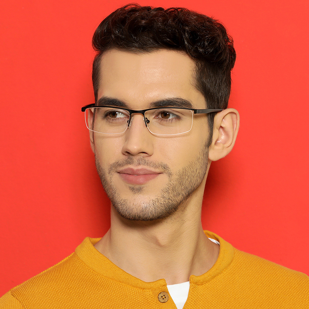 Lenskart Air Online Black Half Rim Rectangle left side