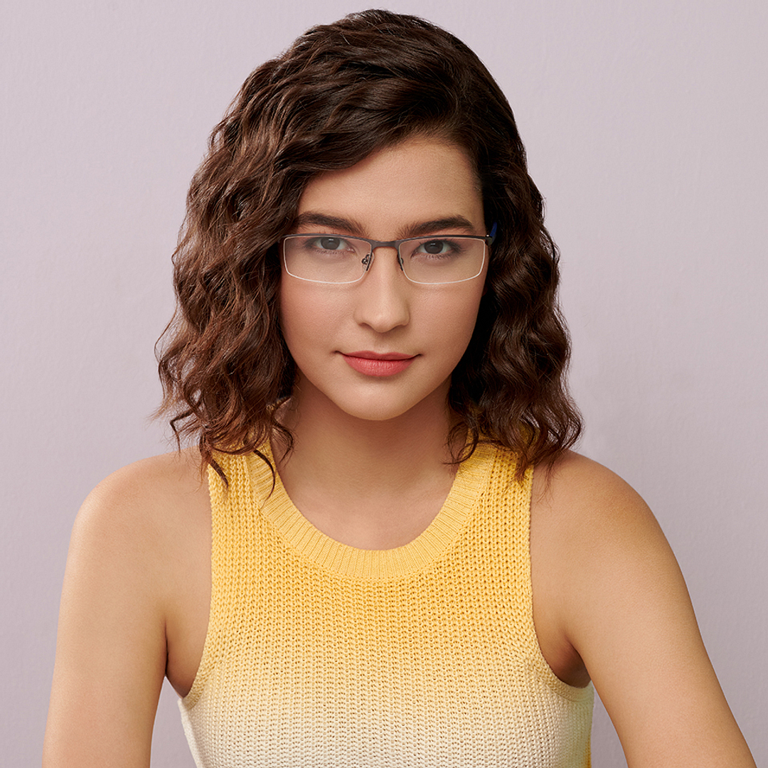 Lenskart Air Online Light Gray Half Rim Rectangle left side