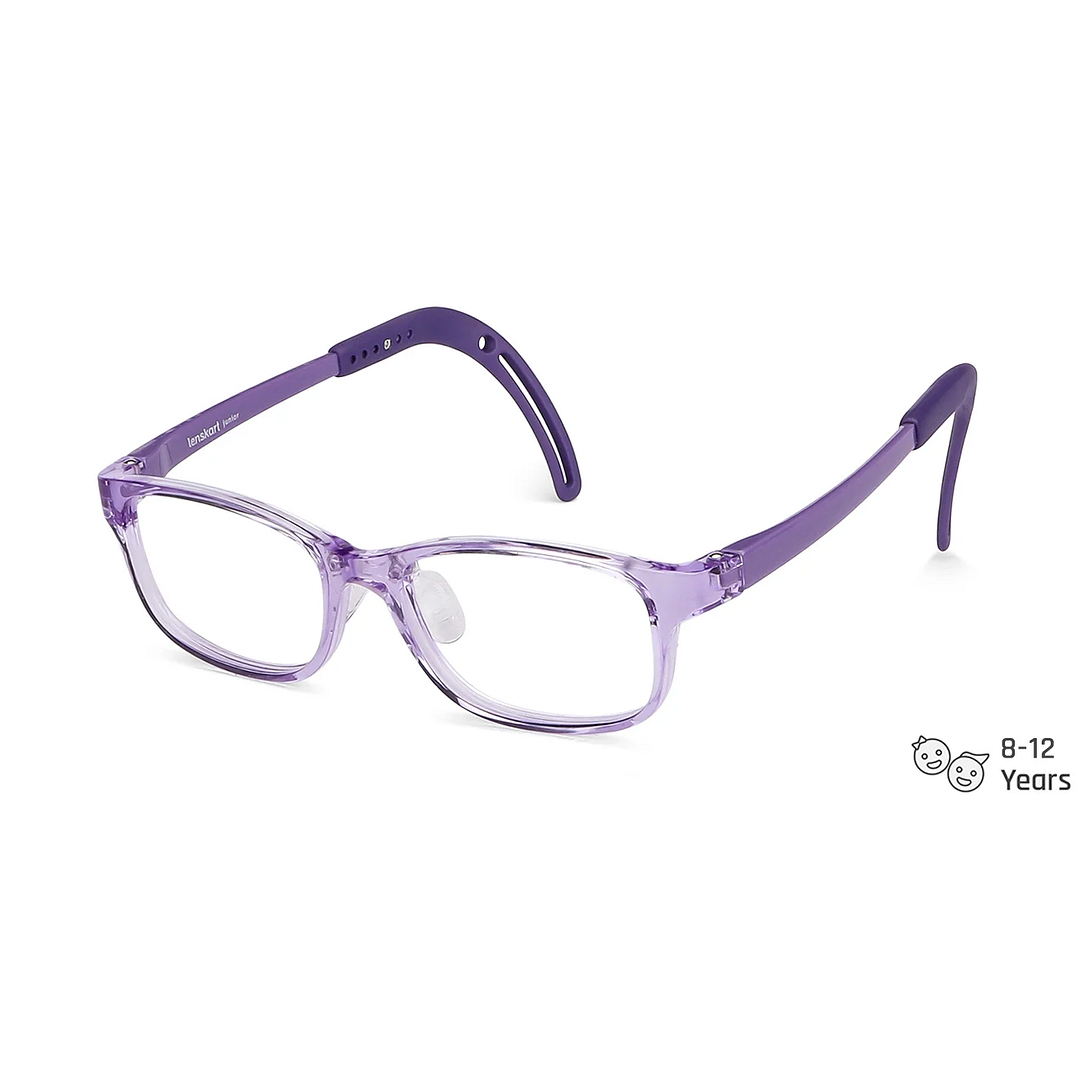 Hooper Screen Glasses Blue-Block Kids Computer Glasses: Purple Transparent Full Rim Rectangle Kids  8-12 yrs  Lenskart Junior LKJ E10065CE-C1 left side