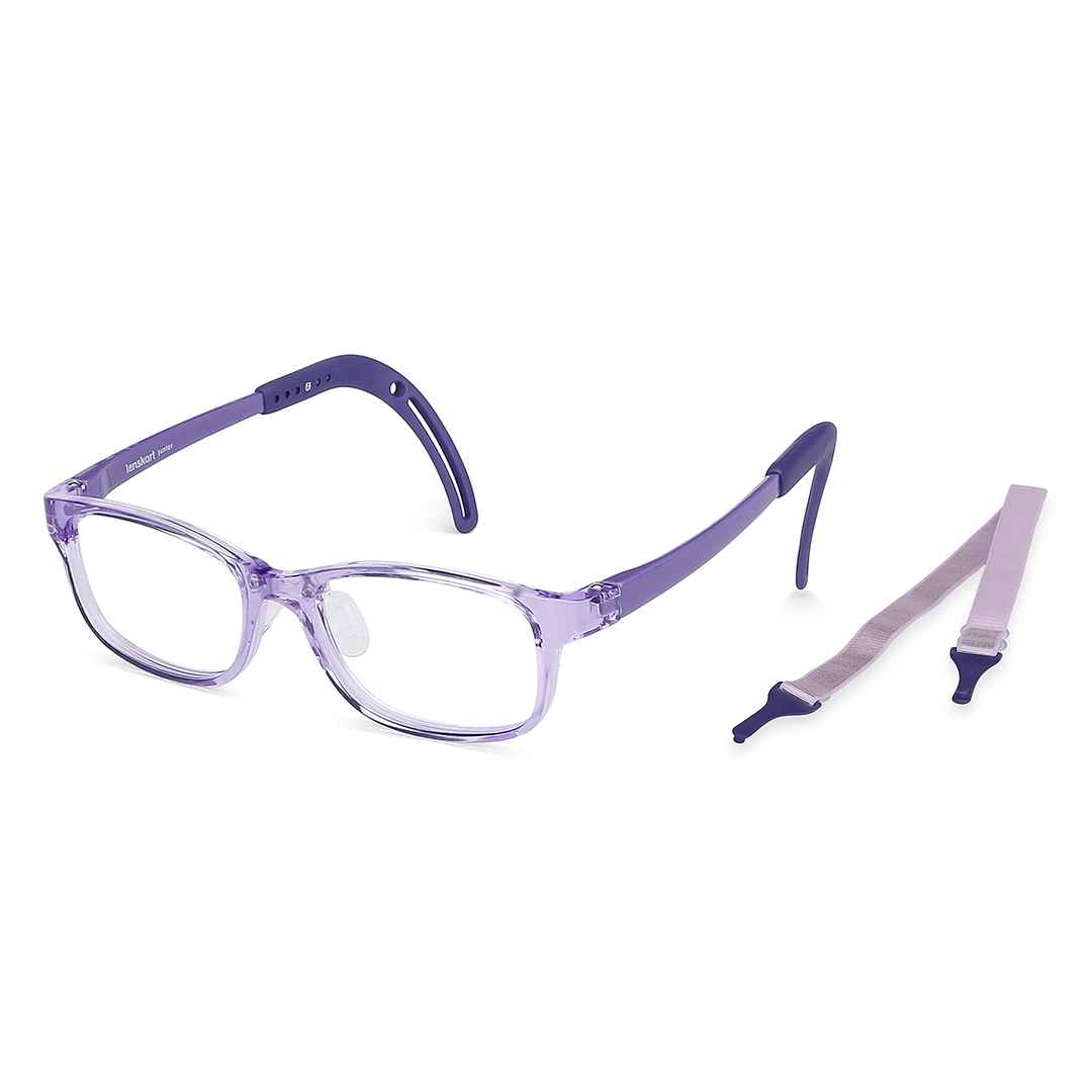 Hooper Screen Glasses Blue-Block Kids Computer Glasses: Purple Transparent Full Rim Rectangle Kids  8-12 yrs  Lenskart Junior LKJ E10065CE-C1 right side