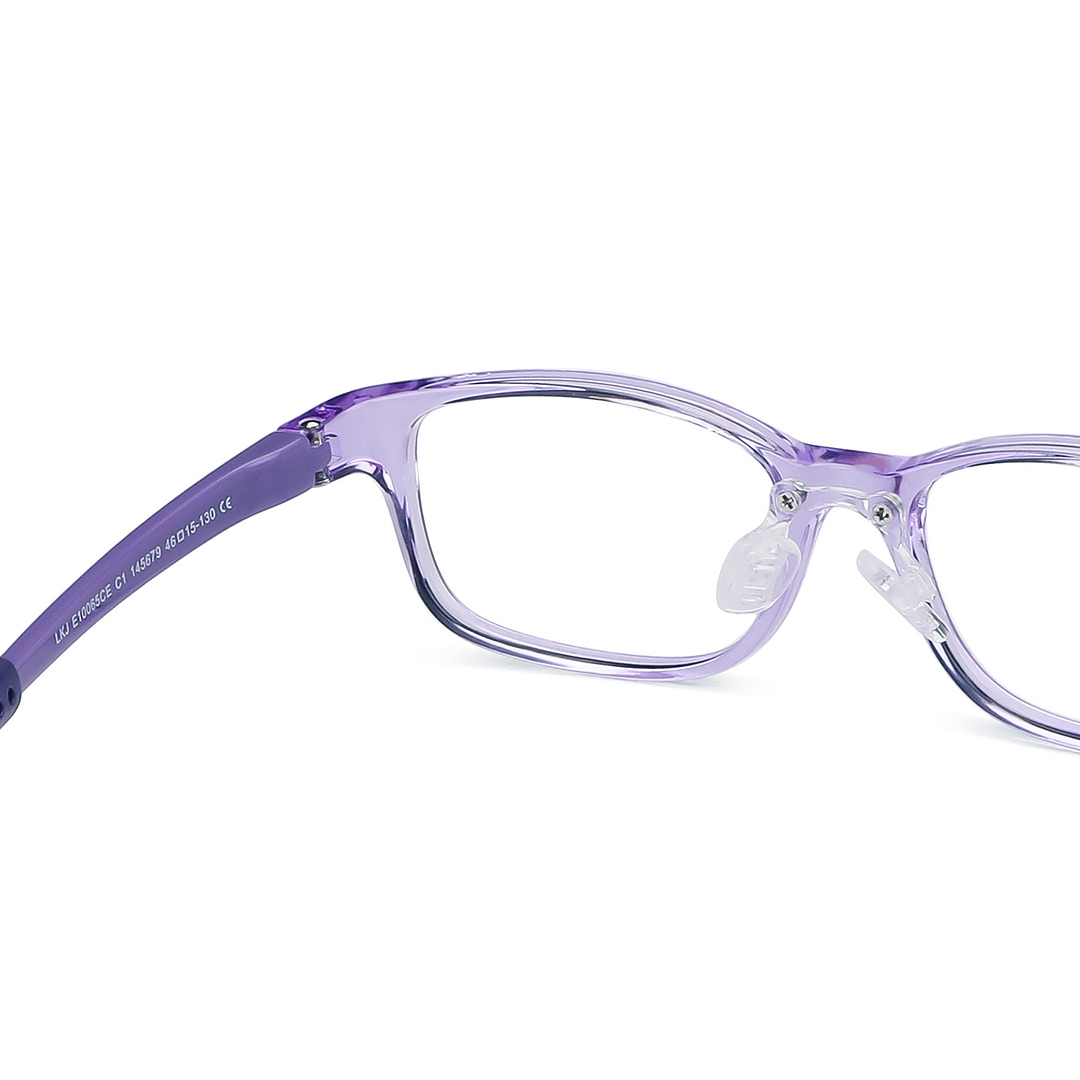 Hooper Screen Glasses Blue-Block Kids Computer Glasses: Purple Transparent Full Rim Rectangle Kids  8-12 yrs  Lenskart Junior LKJ E10065CE-C1 right side