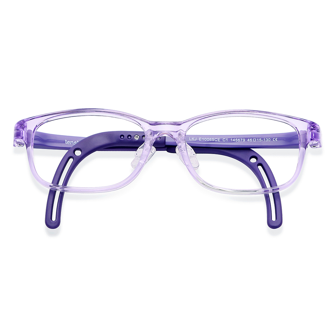 Hooper Screen Glasses Blue-Block Kids Computer Glasses: Purple Transparent Full Rim Rectangle Kids  8-12 yrs  Lenskart Junior LKJ E10065CE-C1 left side