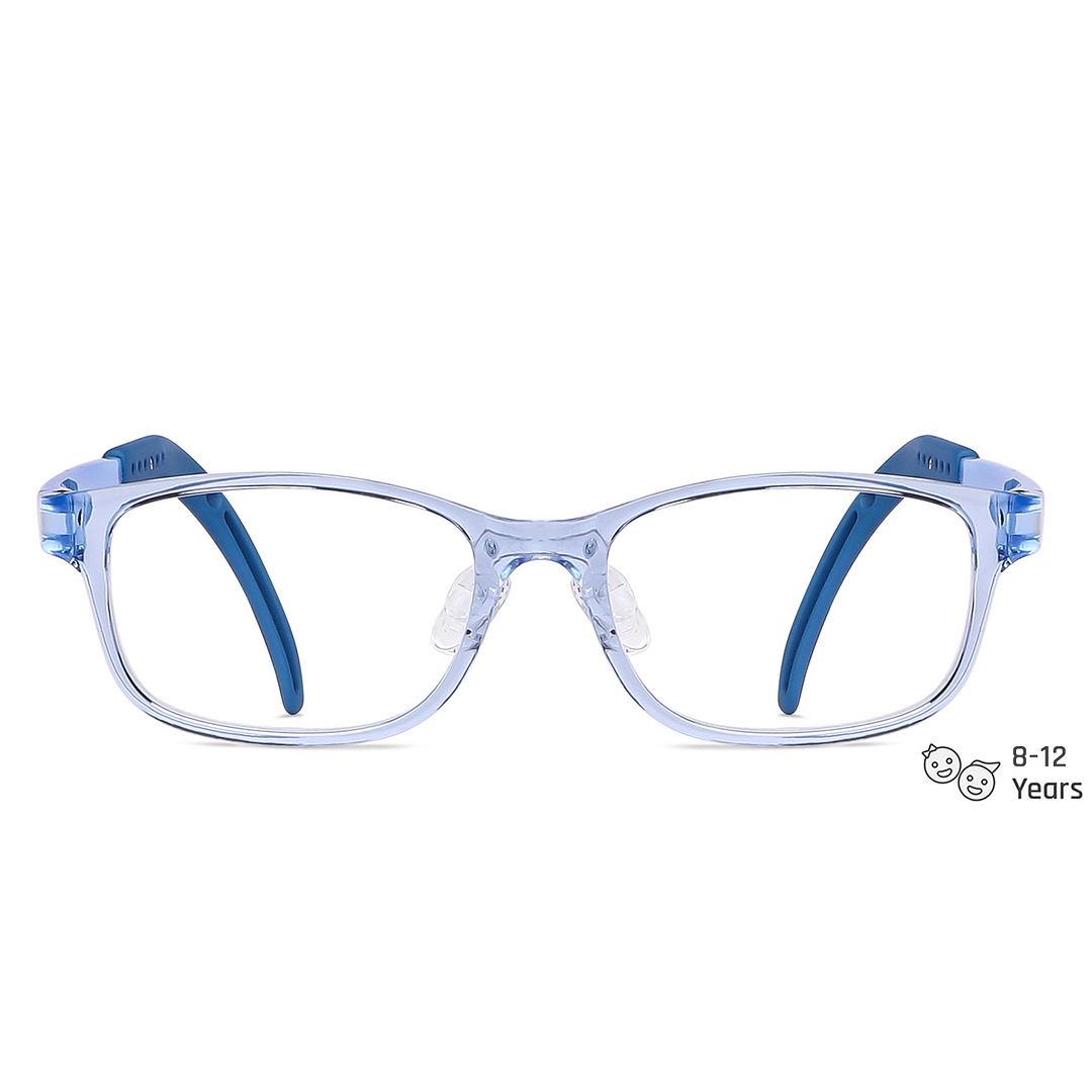 Hooper Screen Glasses Blue-Block Kids Computer Glasses: Sky Blue Transparent Full Rim Rectangle Kids  8-12 yrs  Lenskart Junior LKJ E10065CE-C2 left side