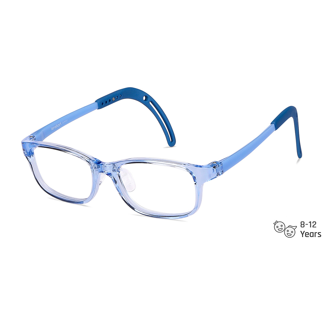 Hooper Screen Glasses Blue-Block Kids Computer Glasses: Sky Blue Transparent Full Rim Rectangle Kids  8-12 yrs  Lenskart Junior LKJ E10065CE-C2 right side
