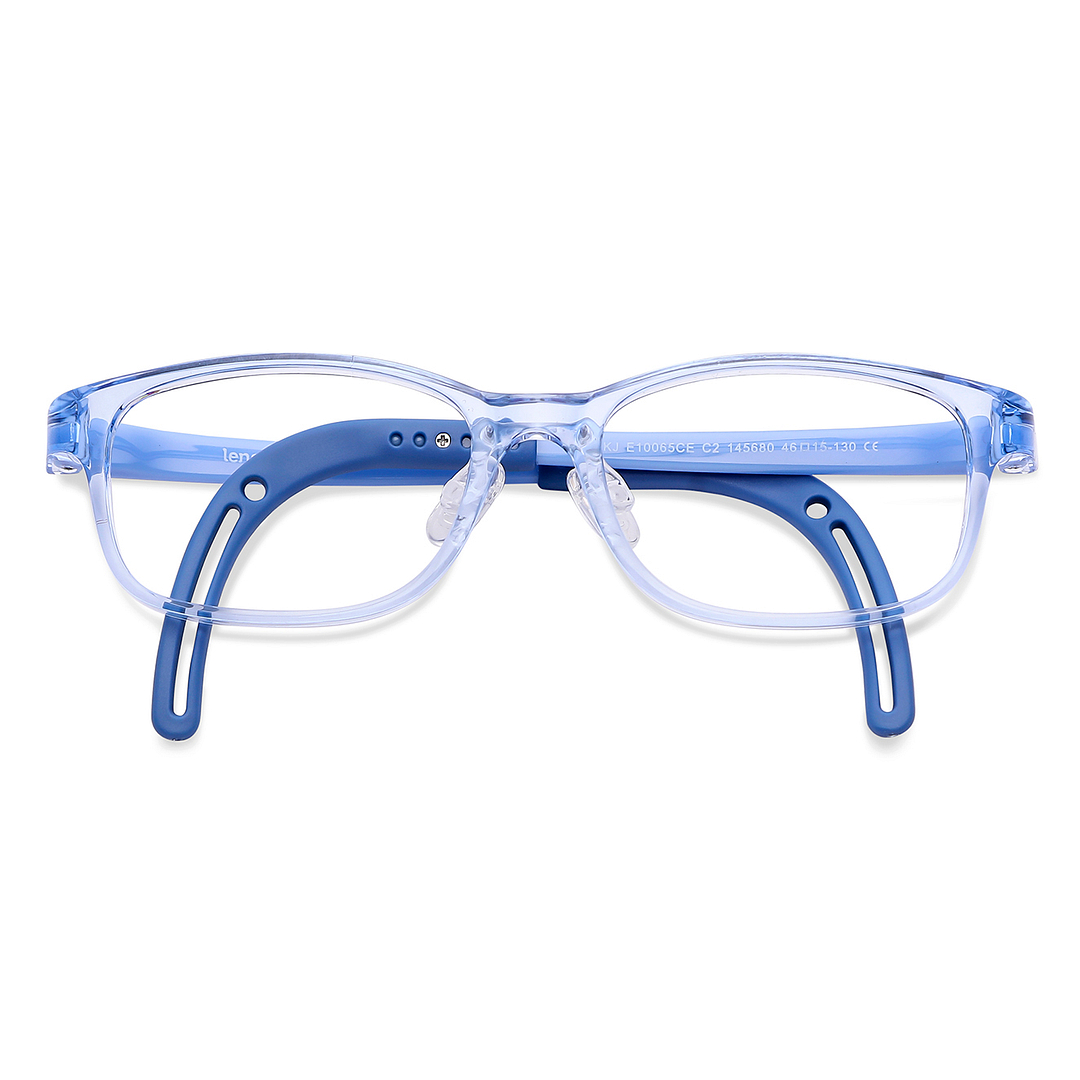 Hooper Screen Glasses Blue-Block Kids Computer Glasses: Sky Blue Transparent Full Rim Rectangle Kids  8-12 yrs  Lenskart Junior LKJ E10065CE-C2 left side