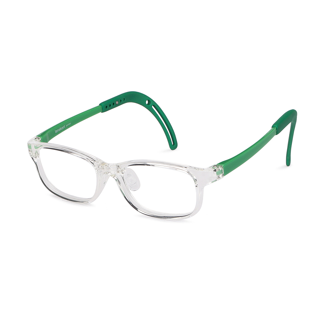 Hooper Screen Glasses Blue-Block Kids Computer Glasses: Transparent Green Full Rim Rectangle Kids  8-12 yrs  Lenskart Junior LKJ E10065CE-C3 right side