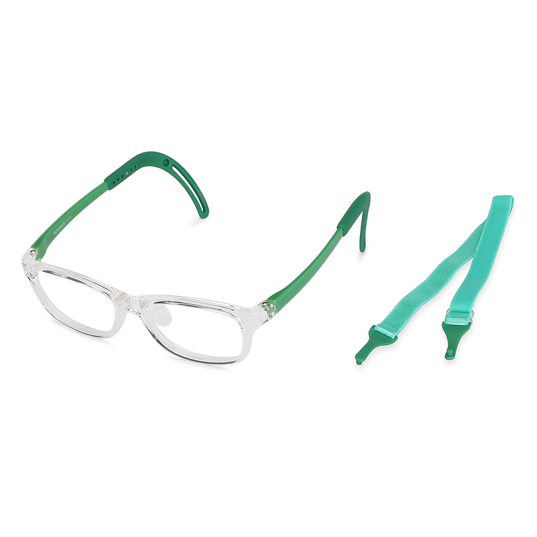 Hooper Screen Glasses Blue-Block Kids Computer Glasses: Transparent Green Full Rim Rectangle Kids  8-12 yrs  Lenskart Junior LKJ E10065CE-C3 left side