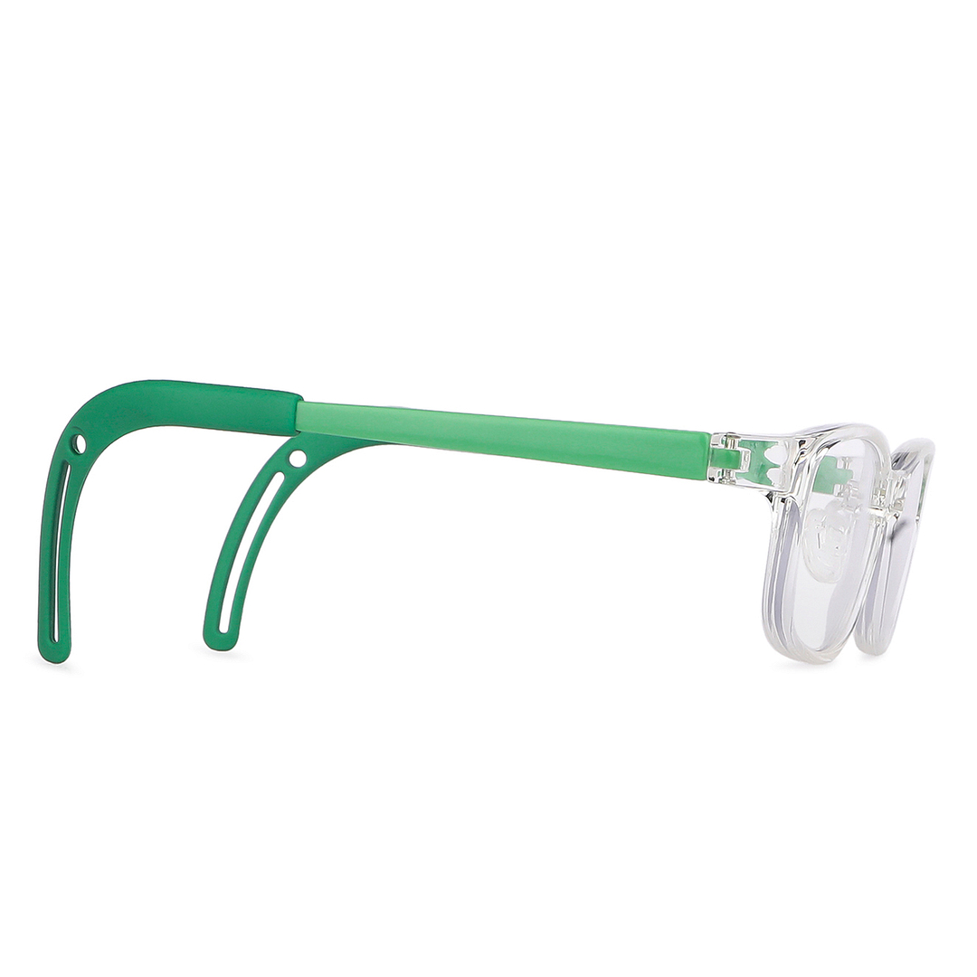 Hooper Screen Glasses Blue-Block Kids Computer Glasses: Transparent Green Full Rim Rectangle Kids  8-12 yrs  Lenskart Junior LKJ E10065CE-C3 left side