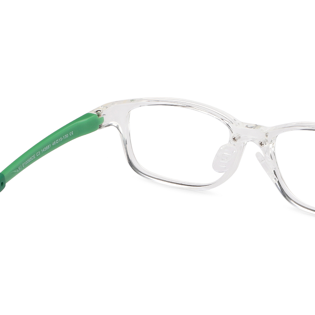 Hooper Screen Glasses Blue-Block Kids Computer Glasses: Transparent Green Full Rim Rectangle Kids  8-12 yrs  Lenskart Junior LKJ E10065CE-C3 right side