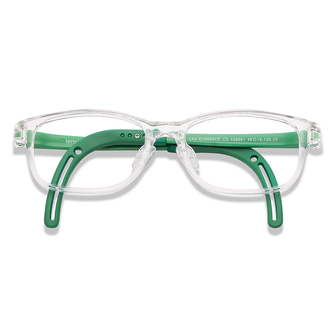 Hooper Screen Glasses Blue-Block Kids Computer Glasses: Transparent Green Full Rim Rectangle Kids  8-12 yrs  Lenskart Junior LKJ E10065CE-C3 left side