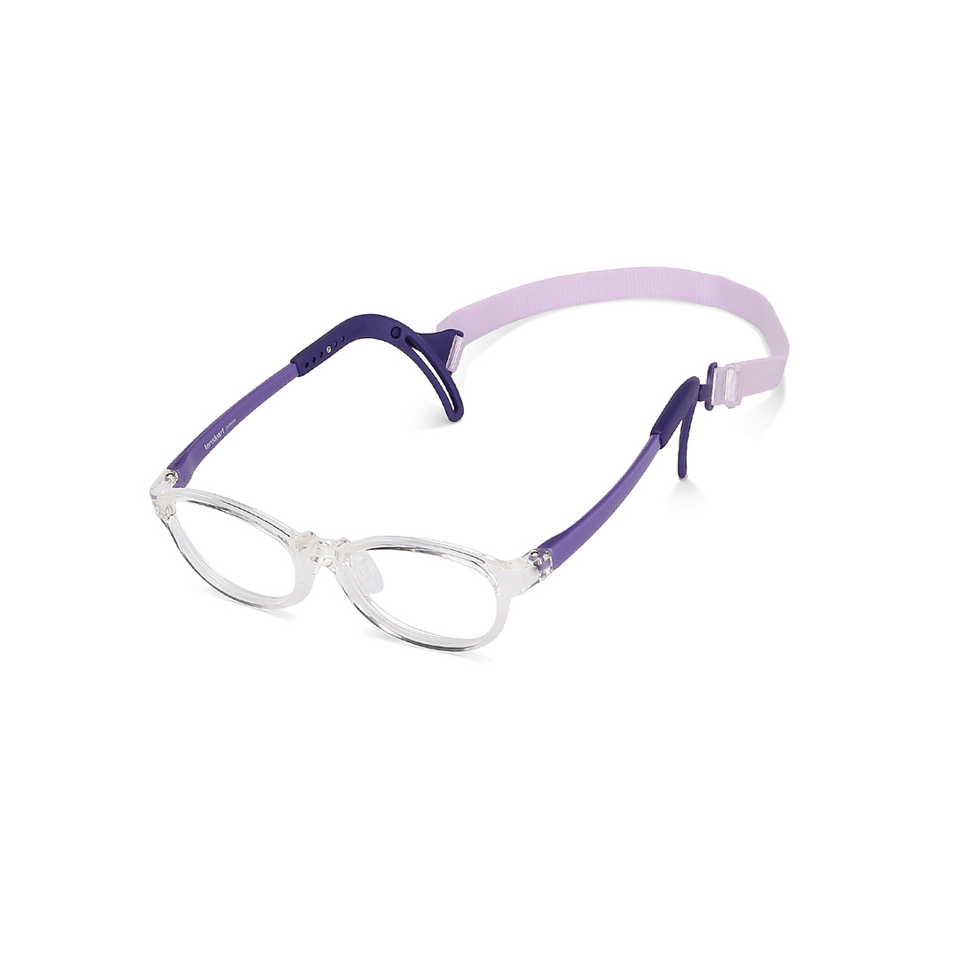 Hooper Screen Glasses Blue-Block Kids Computer Glasses: Transparent Purple Full Rim Rectangle Kids  5-8 yrs  Lenskart Junior LKJ E10066CE-C2 left side