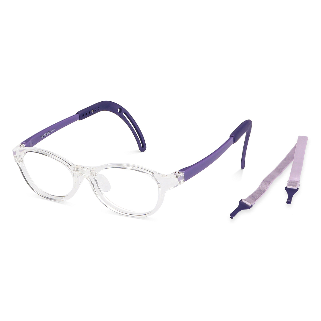 Hooper Screen Glasses Blue-Block Kids Computer Glasses: Transparent Purple Full Rim Rectangle Kids  5-8 yrs  Lenskart Junior LKJ E10066CE-C2 right side