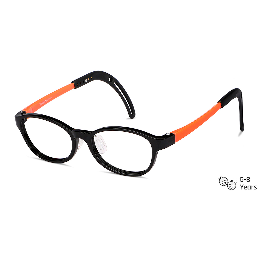 Hooper Screen Glasses Blue-Block Kids Computer Glasses: Black Orange Full Rim Rectangle Kids  5-8 yrs  Lenskart Junior LKJ E10066CE-C3 right side