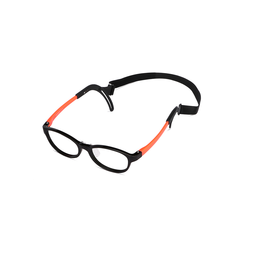 Hooper Screen Glasses Blue-Block Kids Computer Glasses: Black Orange Full Rim Rectangle Kids  5-8 yrs  Lenskart Junior LKJ E10066CE-C3 left side