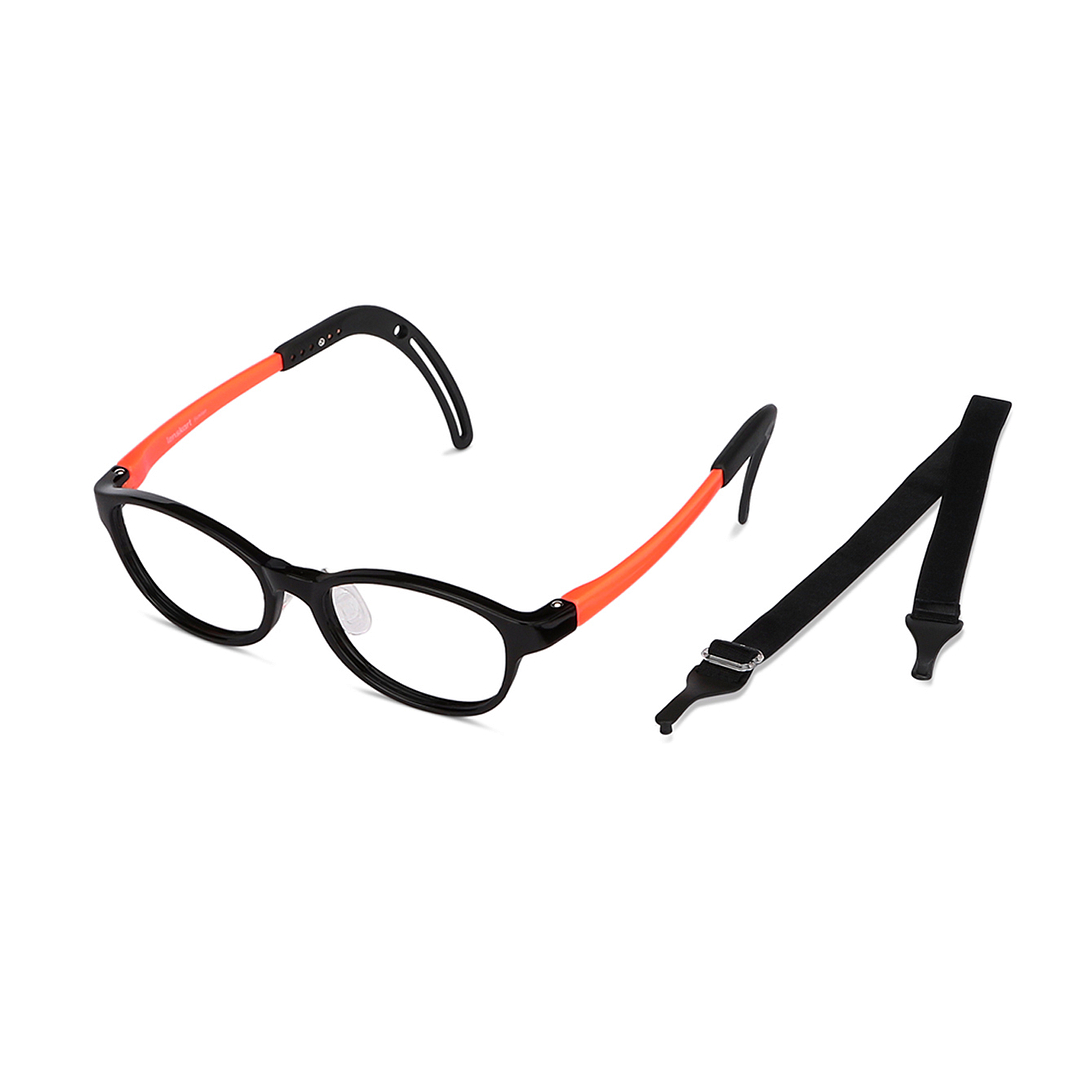 Hooper Screen Glasses Blue-Block Kids Computer Glasses: Black Orange Full Rim Rectangle Kids  5-8 yrs  Lenskart Junior LKJ E10066CE-C3 right side