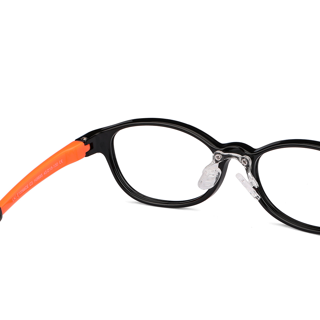 Hooper Screen Glasses Blue-Block Kids Computer Glasses: Black Orange Full Rim Rectangle Kids  5-8 yrs  Lenskart Junior LKJ E10066CE-C3 right side