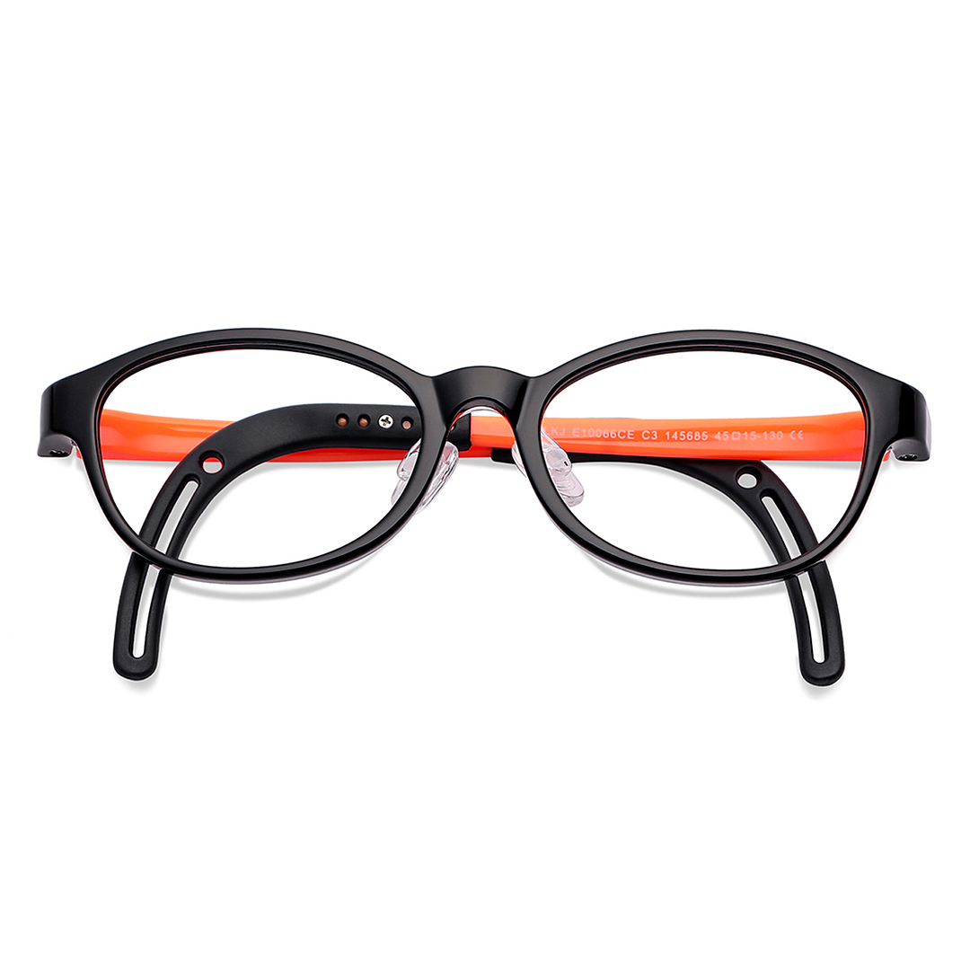Hooper Screen Glasses Blue-Block Kids Computer Glasses: Black Orange Full Rim Rectangle Kids  5-8 yrs  Lenskart Junior LKJ E10066CE-C3 left side