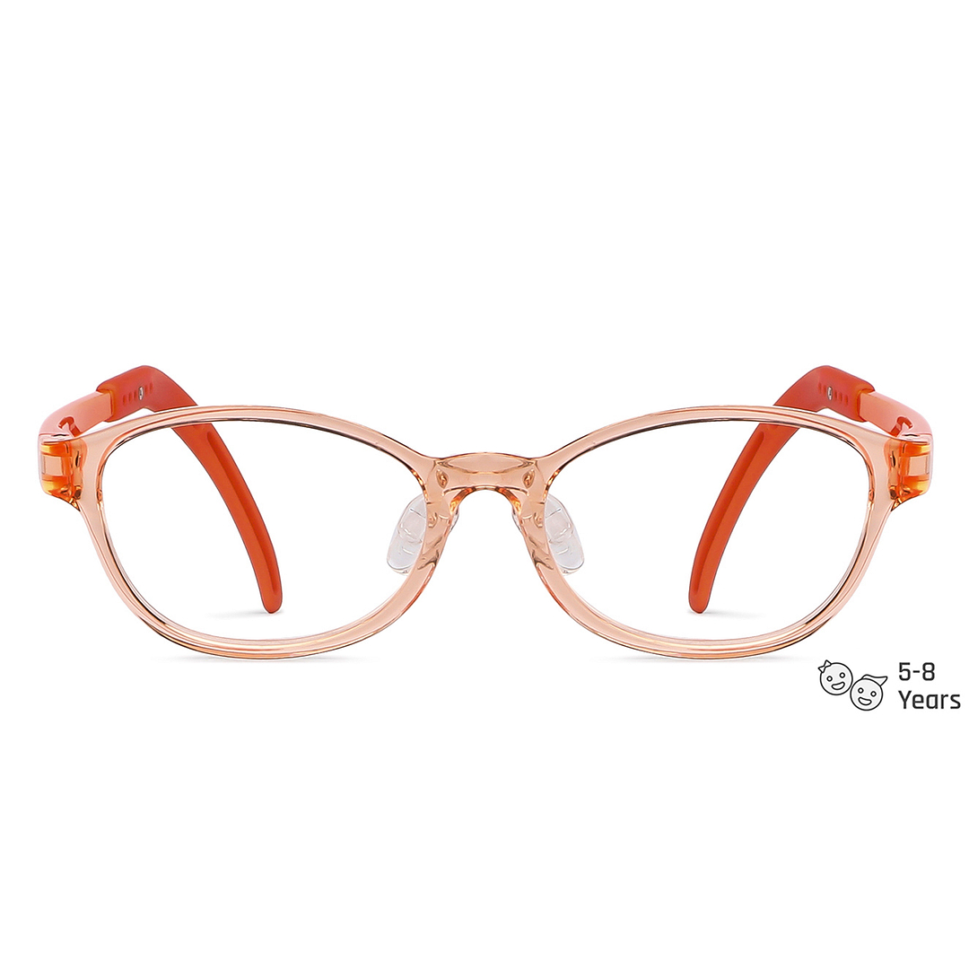 Hooper Screen Glasses Blue-Block Kids Computer Glasses: Orange Transparent Full Rim Rectangle Kids  5-8 yrs  Lenskart Junior LKJ E10066CE-C4 left side