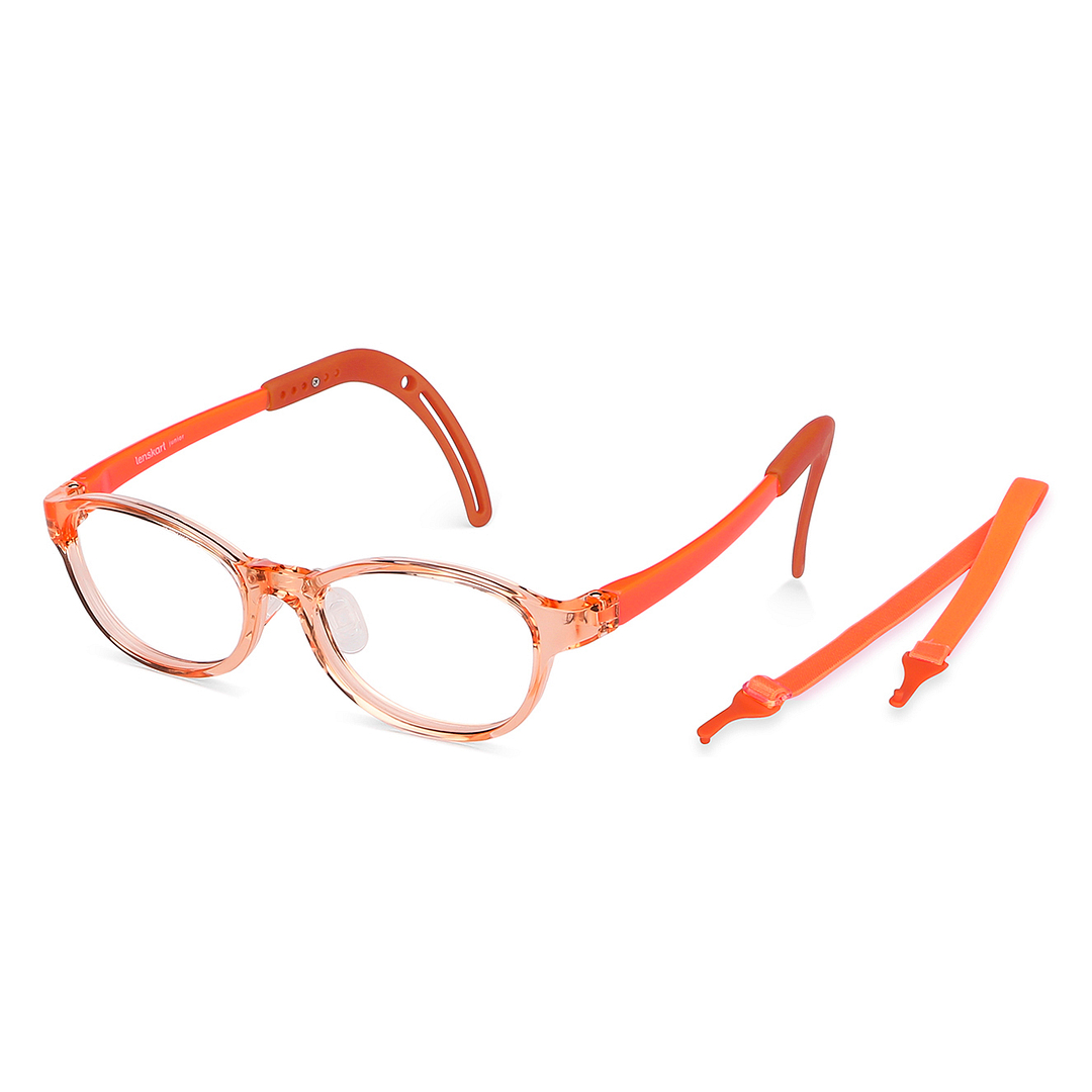 Hooper Screen Glasses Blue-Block Kids Computer Glasses: Orange Transparent Full Rim Rectangle Kids  5-8 yrs  Lenskart Junior LKJ E10066CE-C4 right side