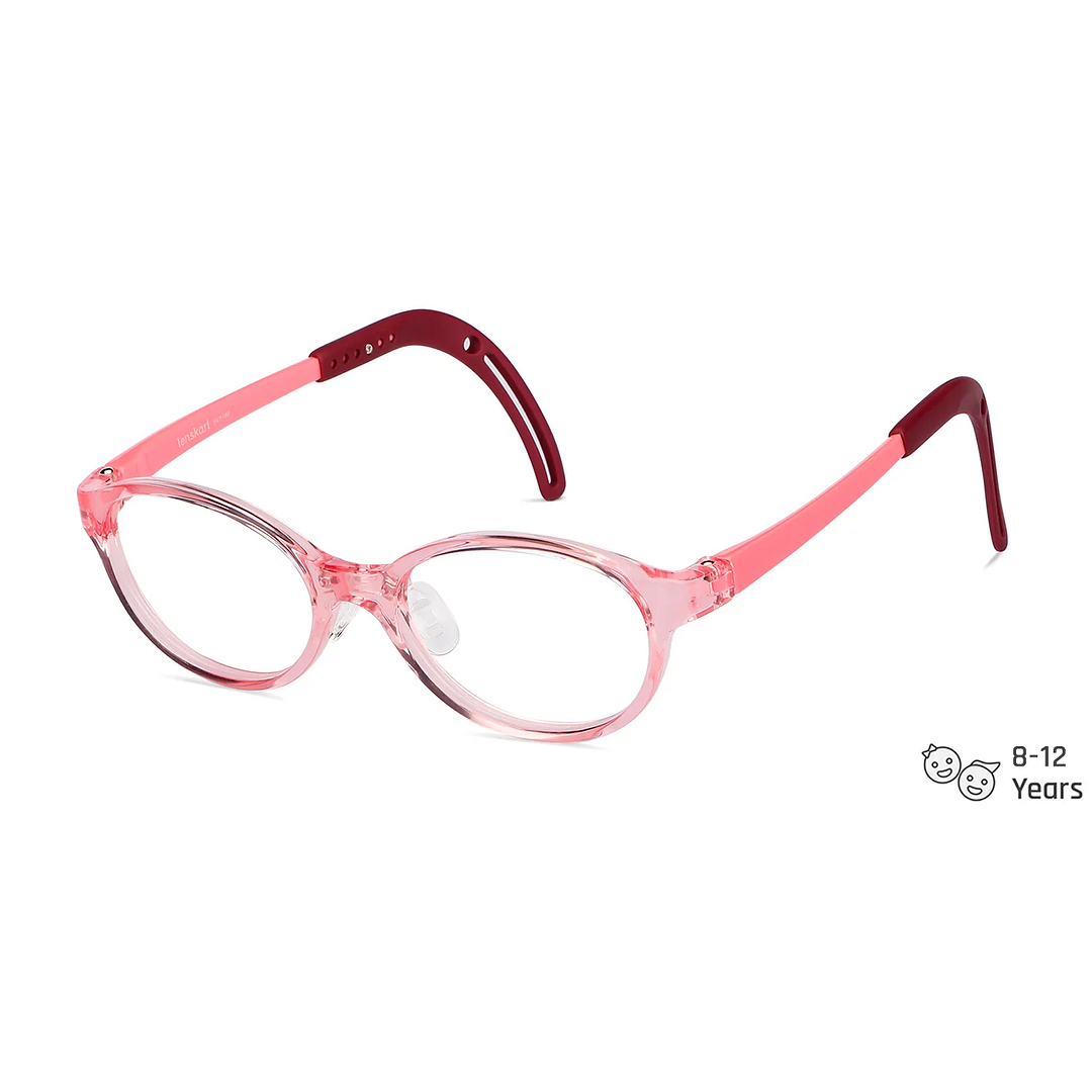 Hooper Screen Glasses Blue-Block Kids Computer Glasses: Pink Transparent Marron Full Rim Oval Kids  8-12 yrs  Lenskart Junior LKJ E10067CE-C1 left side
