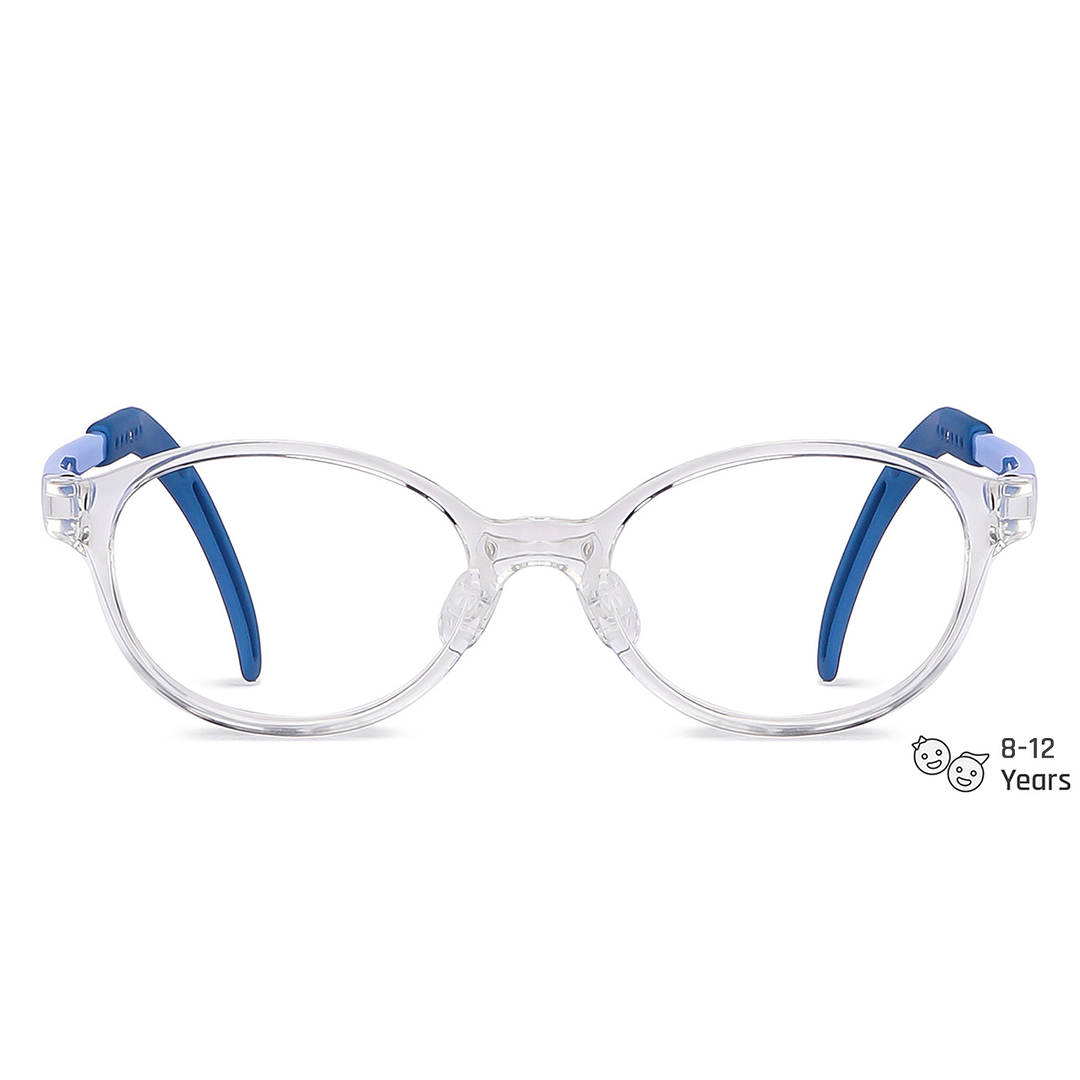 Hooper Screen Glasses Blue-Block Kids Computer Glasses: Transparent Sky Blue Full Rim Round Kids 8-12 yrs Lenskart Junior LKJ E10067CE-C2 right side