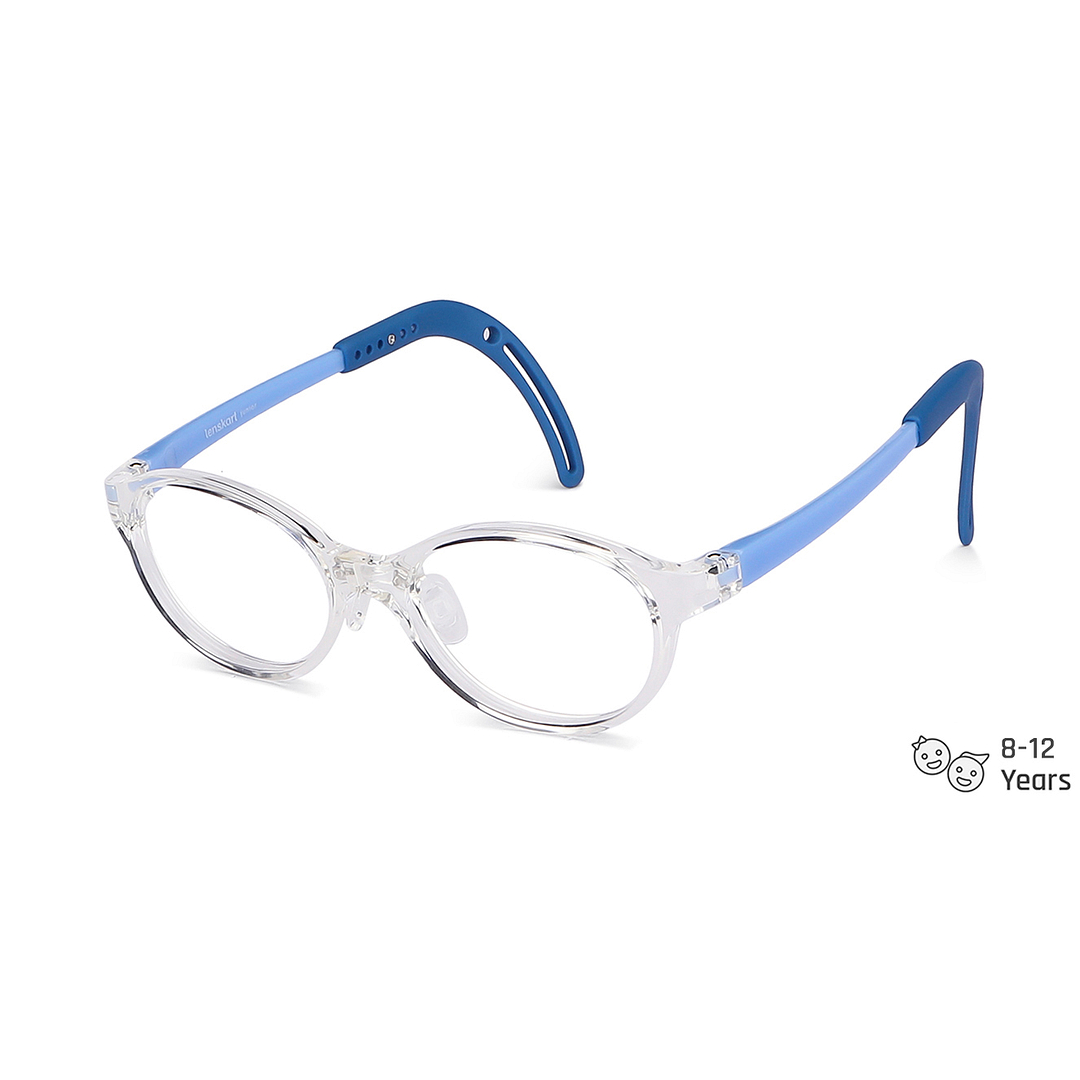 Hooper Screen Glasses Blue-Block Kids Computer Glasses: Transparent Sky Blue Full Rim Round Kids 8-12 yrs Lenskart Junior LKJ E10067CE-C2 left side