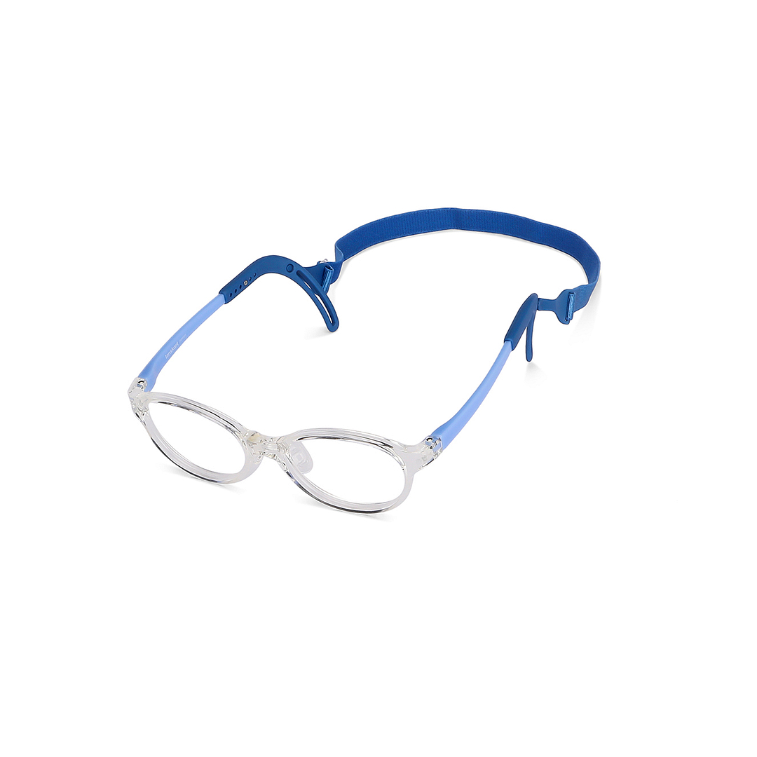 Hooper Screen Glasses Blue-Block Kids Computer Glasses: Transparent Sky Blue Full Rim Round Kids 8-12 yrs Lenskart Junior LKJ E10067CE-C2 left side