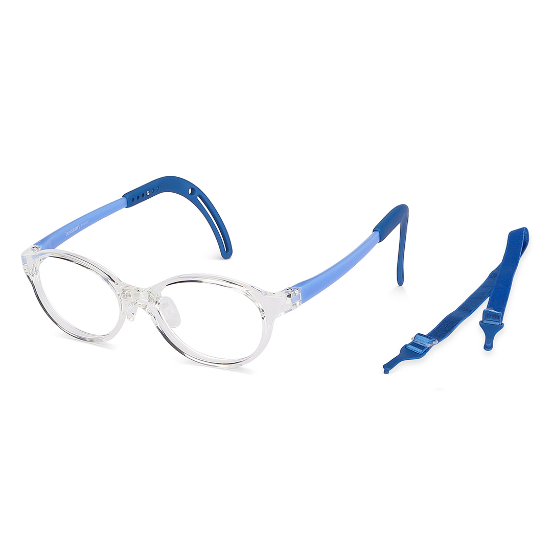 Hooper Screen Glasses Blue-Block Kids Computer Glasses: Transparent Sky Blue Full Rim Round Kids 8-12 yrs Lenskart Junior LKJ E10067CE-C2 right side